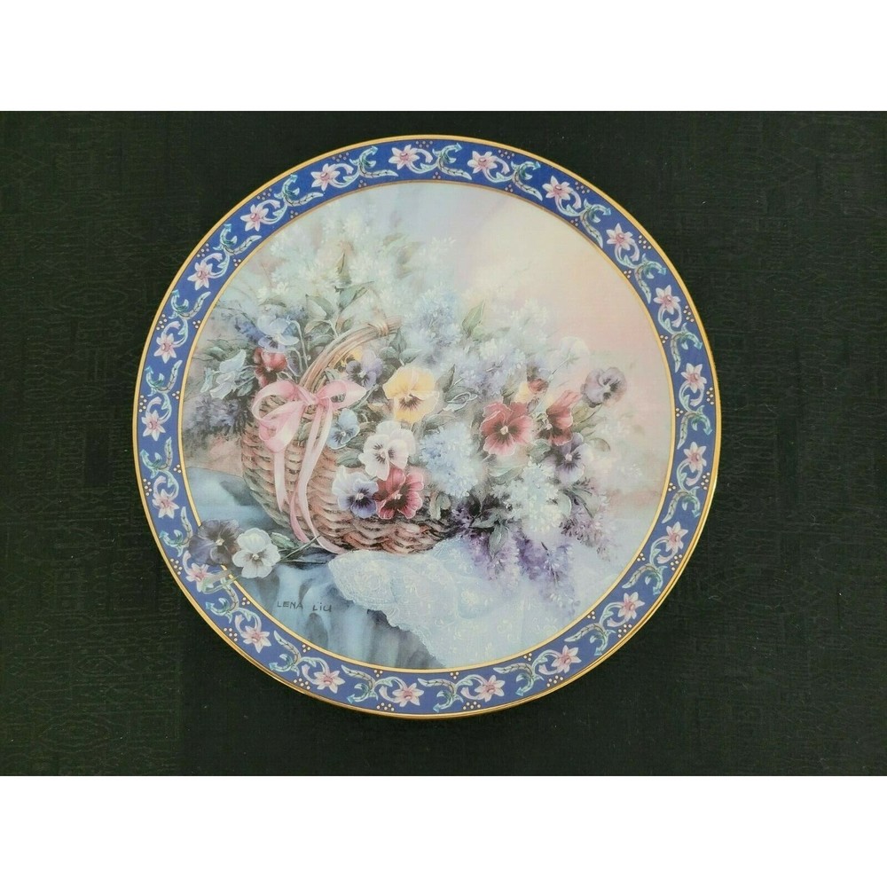 LENA LIU "PANSIES" BASKET BOUQUETS WS GEORGE COLLECTOR PLATE 8.2” Spring flowers